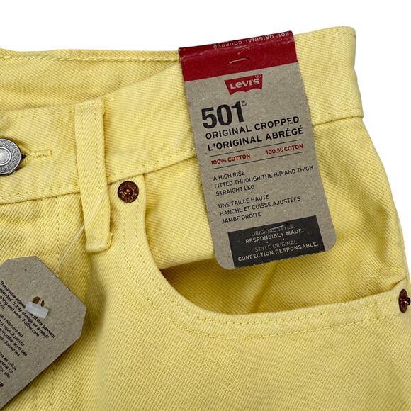 NWT LEVI'S Women's 501 Original High Rise Straight Cropped Jeans 25 X 26 Yellow - Picture 5 of 9